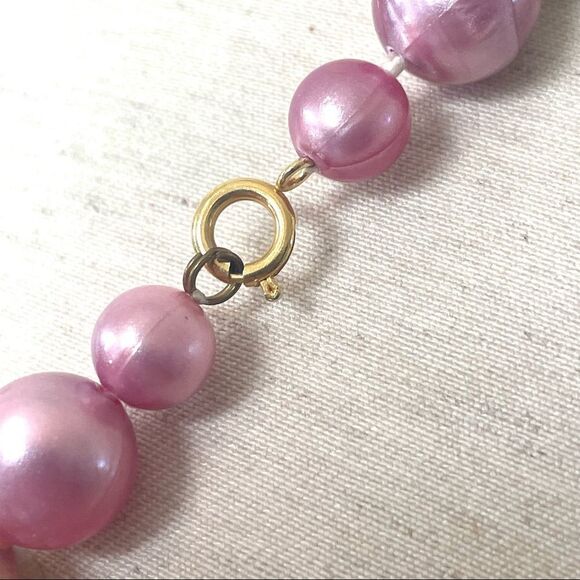 Purple clear and gold tone large beaded statement necklace - Picture 10 of 12